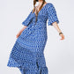 Boho print maxi dress crossed on the back - Szua Store