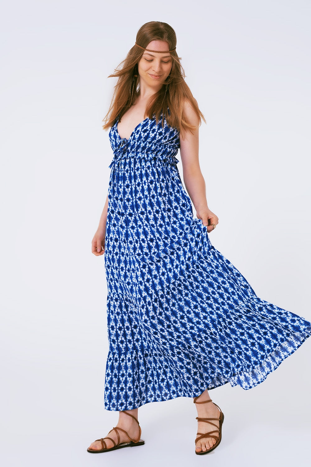 Boho Printed Strappy Maxi Dress - Szua Store