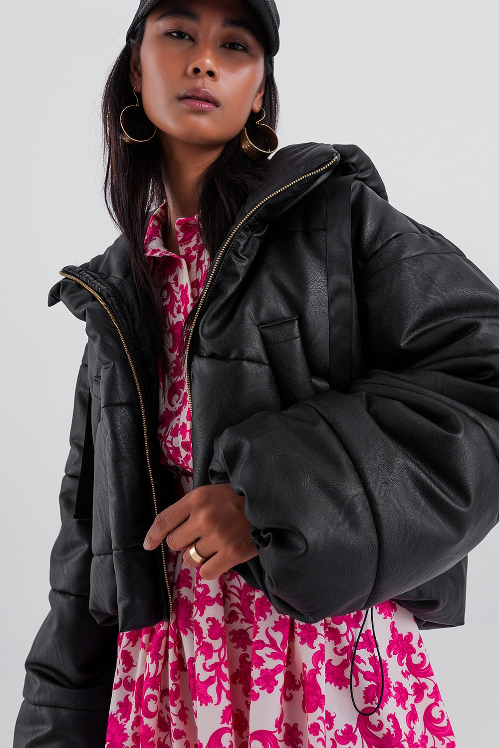 Bomber puffer jacket in black Szua Store