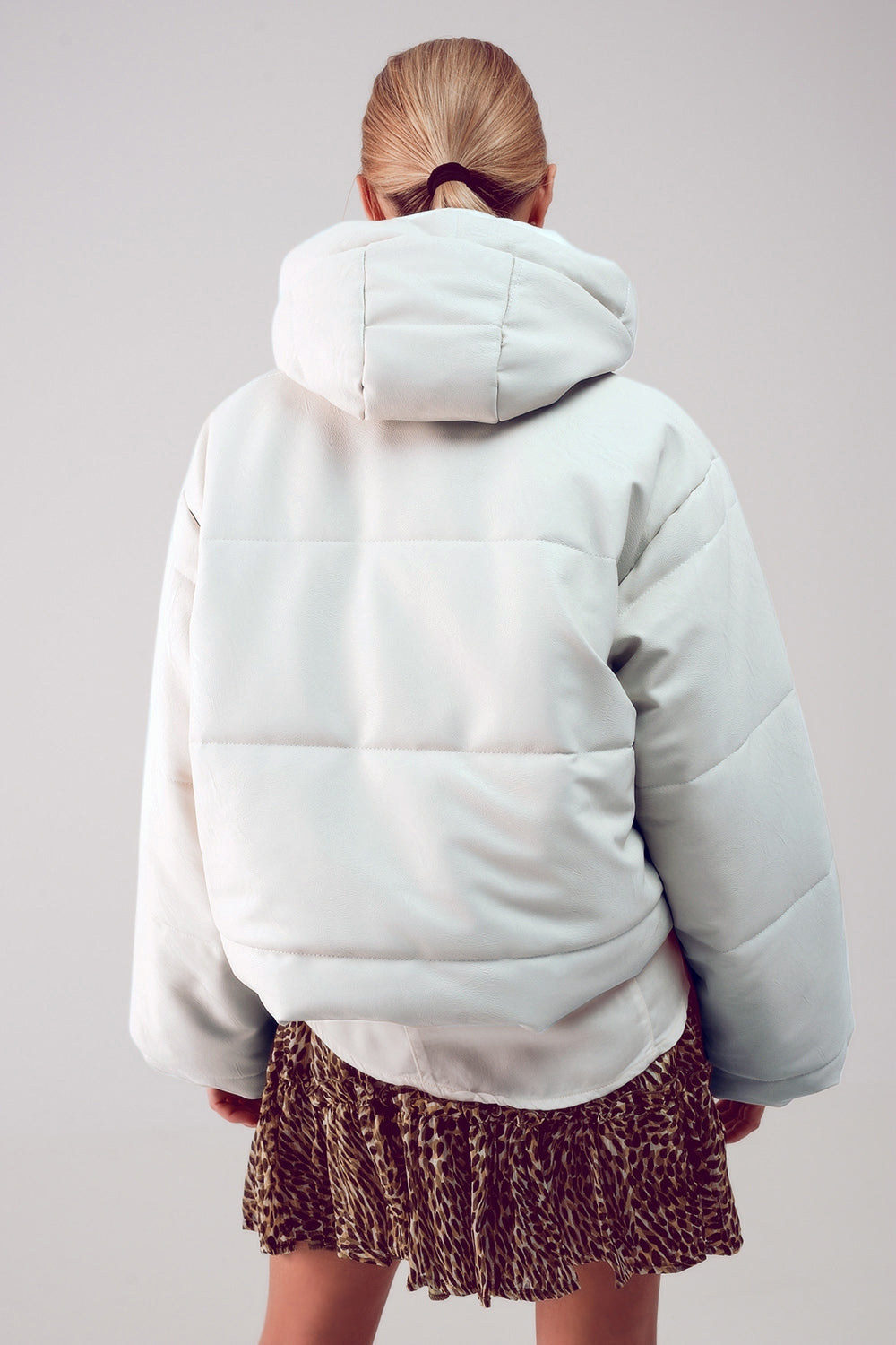 Bomber puffer jacket in cream Szua Store