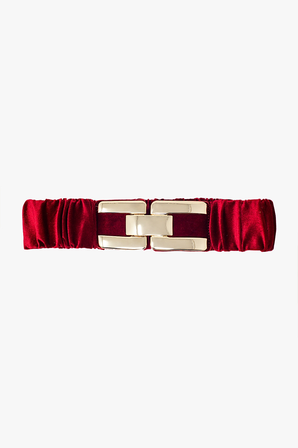 Q2 Bordeaux elastic velvet belt with metal closure