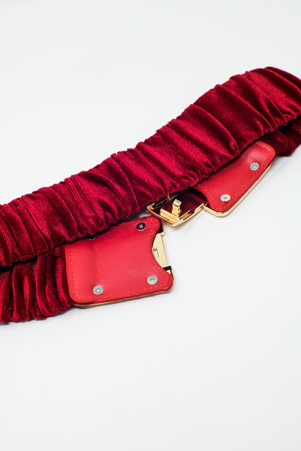 Bordeaux elastic velvet belt with metal closure