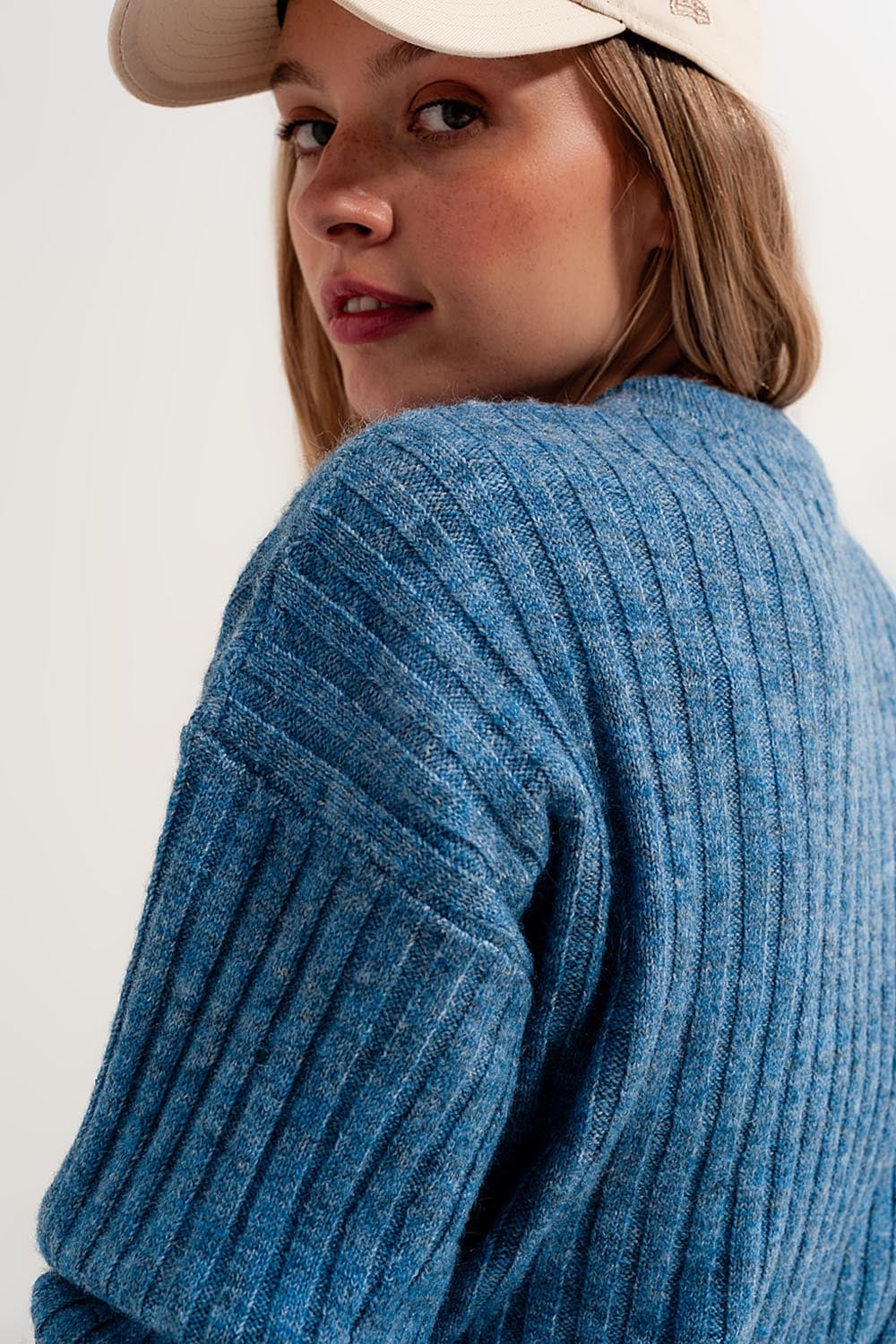 Boxy chunky stitch sweater in blue Szua Store