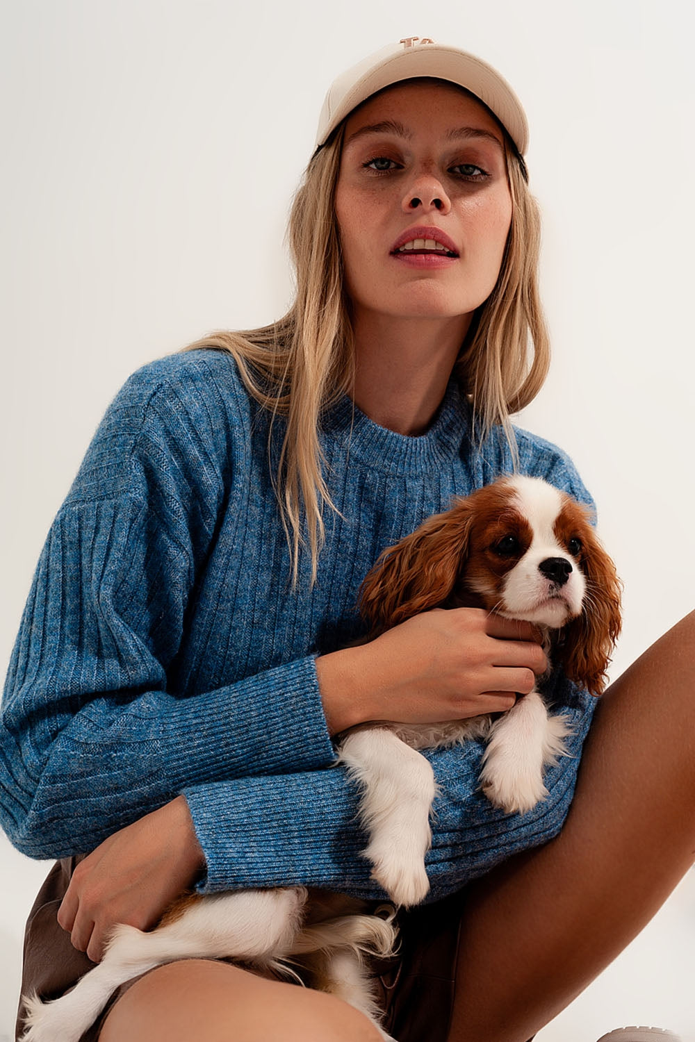 Boxy chunky stitch sweater in blue Szua Store