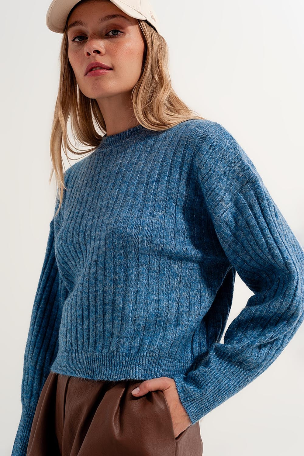 Boxy chunky stitch sweater in blue Szua Store