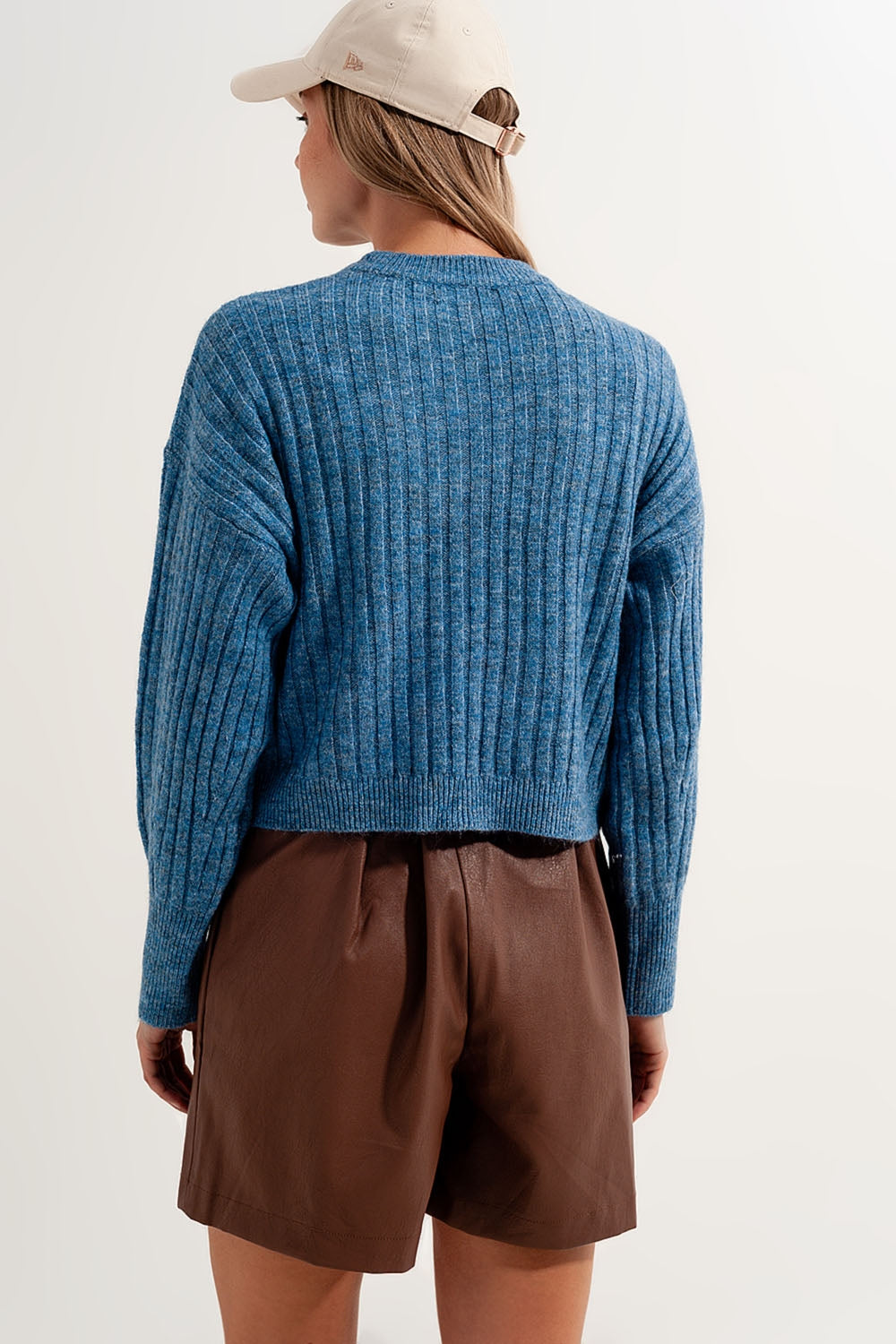 Boxy chunky stitch sweater in blue Szua Store