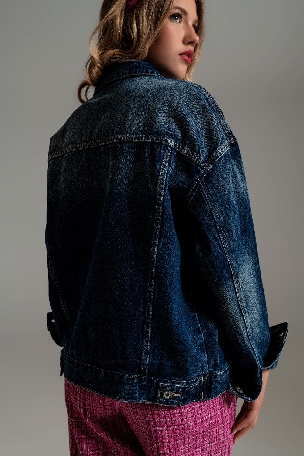 Boyfriend Relaxed Denim Jacket In Dark Wash - Szua Store