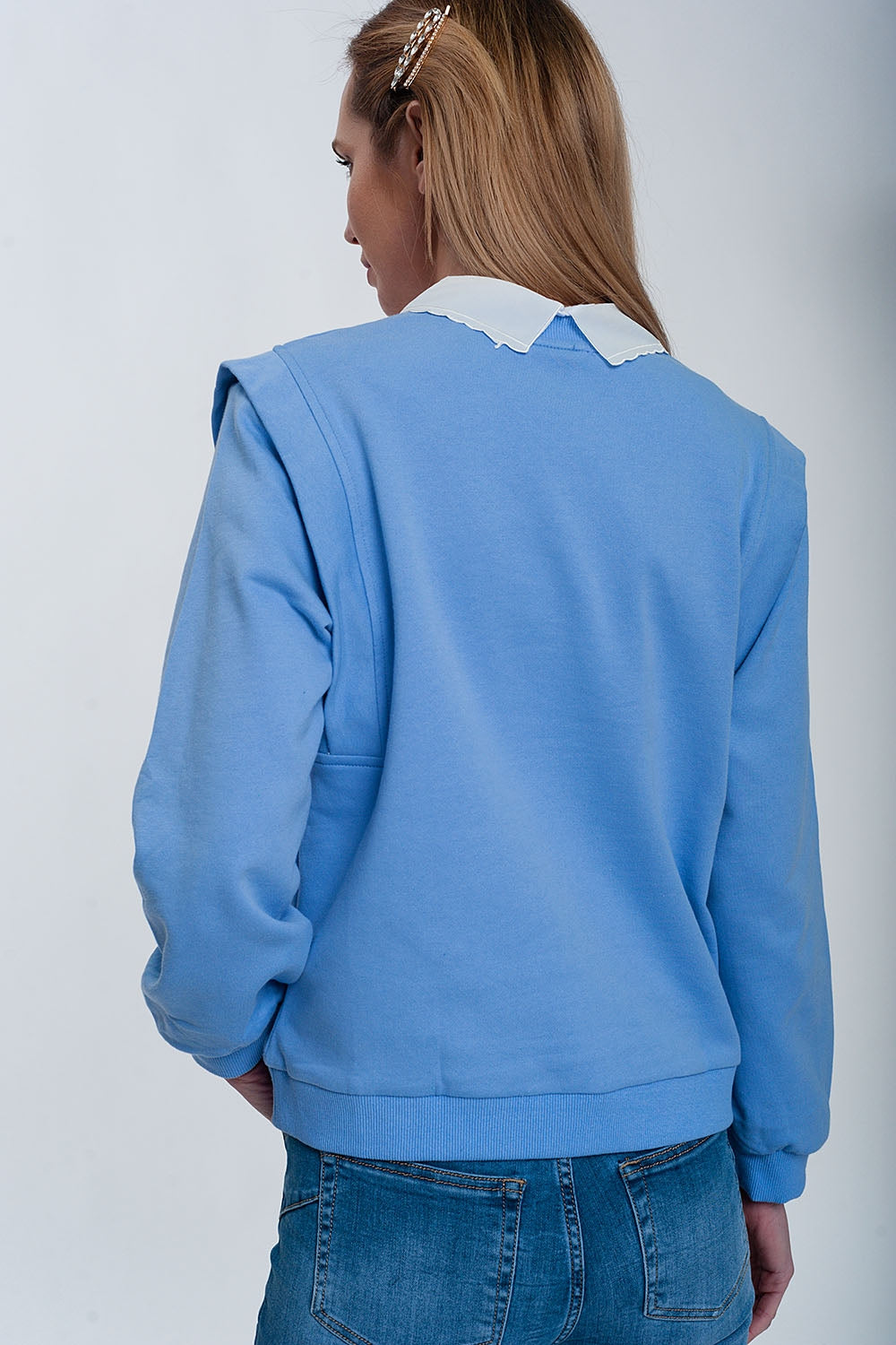Boyfriend sweatshirt with shoulder details in blue Szua Store