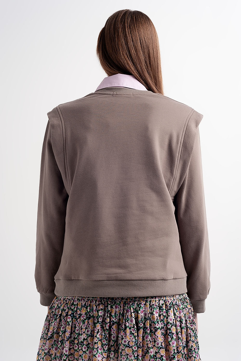 Boyfriend sweatshirt with shoulder details in gray Szua Store