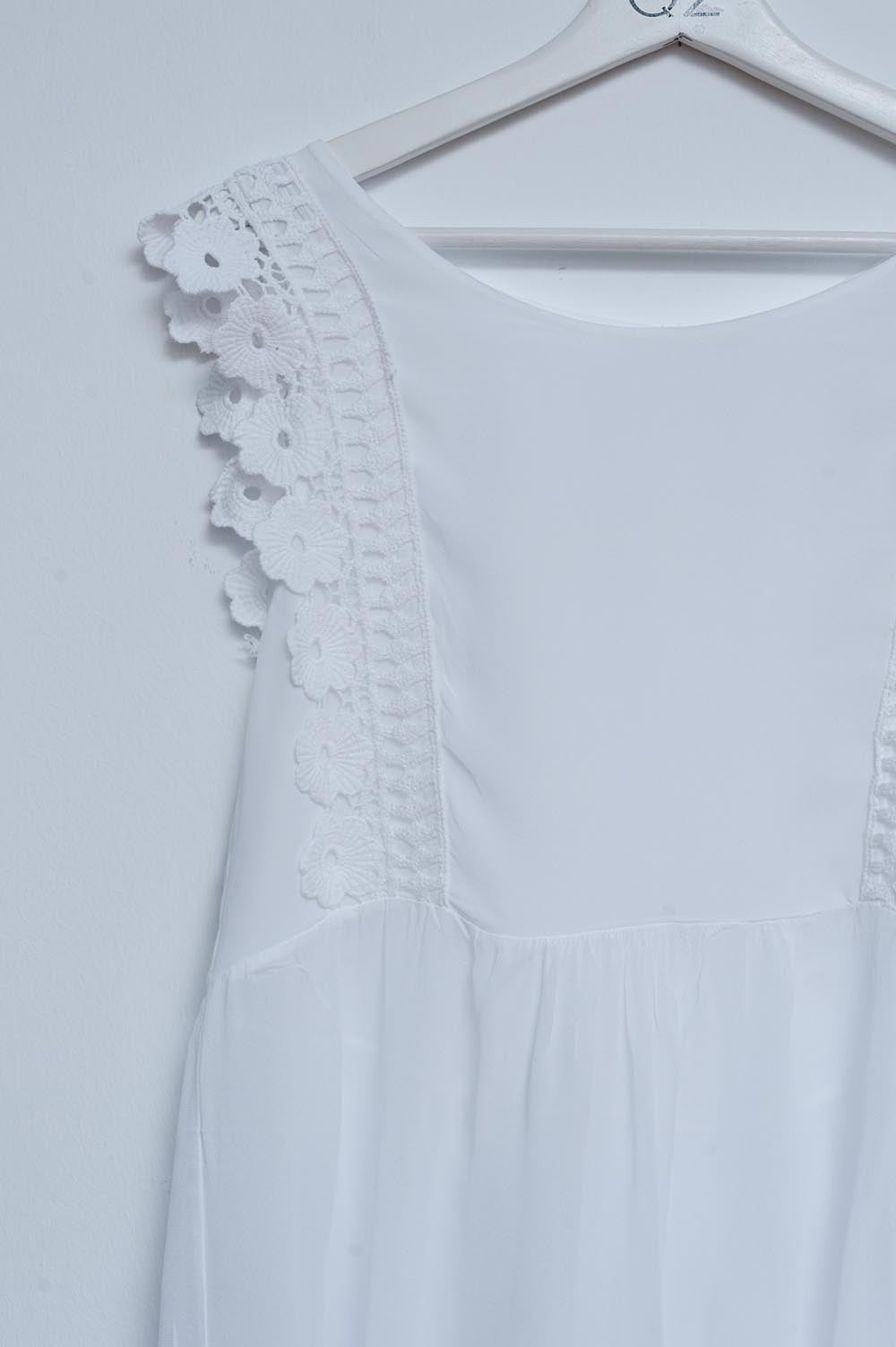 Broderie frill detail top in white Szua Store