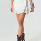 Q2 Broderie Frill Mini Skirt in White