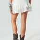 Broderie Frill Mini Skirt in White - Szua Store