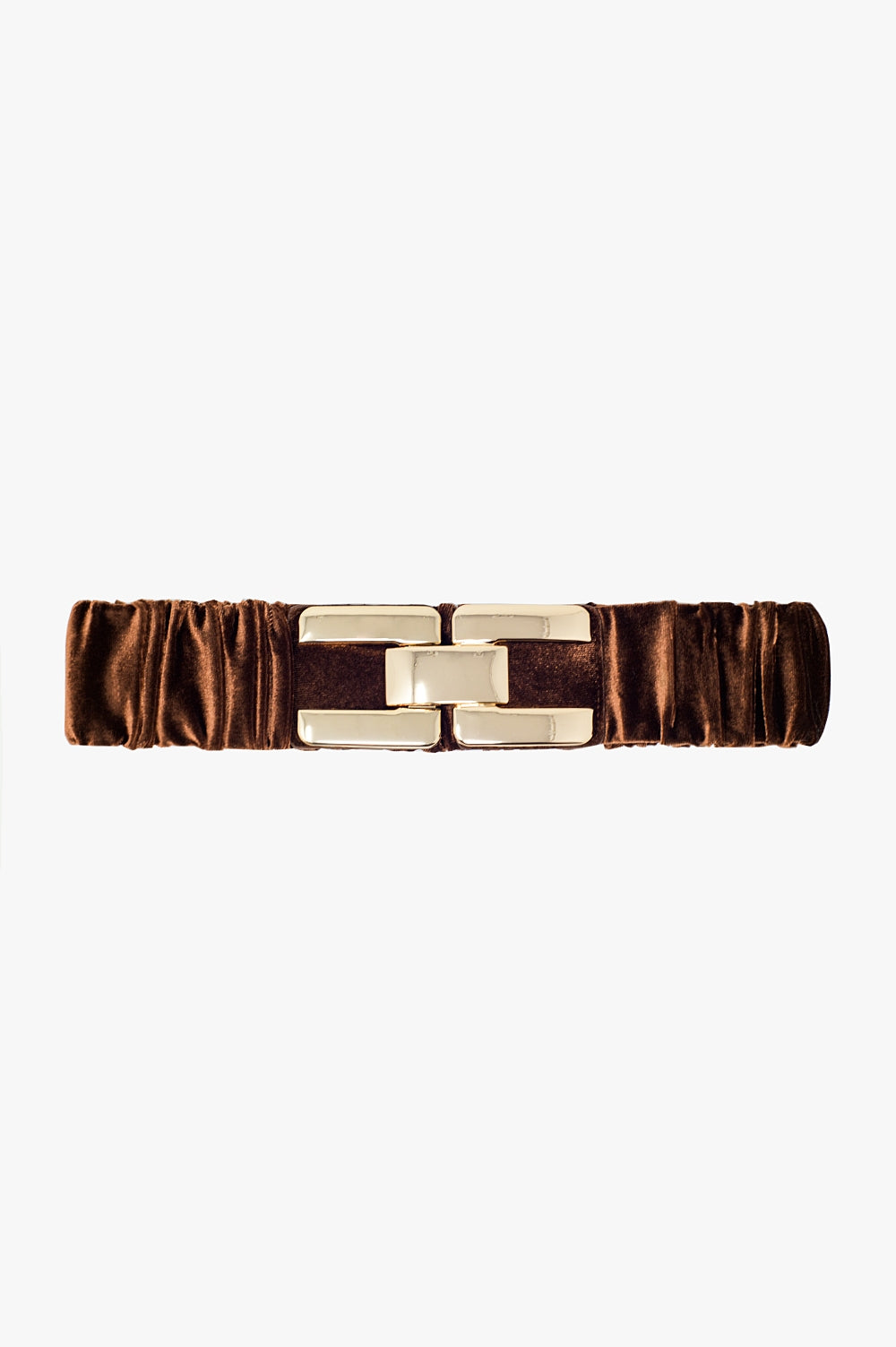 Q2 Brown elastic velvet belt with metal closure