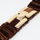 Brown elastic velvet belt with metal closure