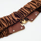 Brown elastic velvet belt with metal closure