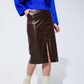 Q2 Brown leatherette pencil cut skirt