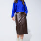 Brown leatherette pencil cut skirt