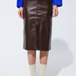 Brown leatherette pencil cut skirt