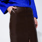 Brown leatherette pencil cut skirt