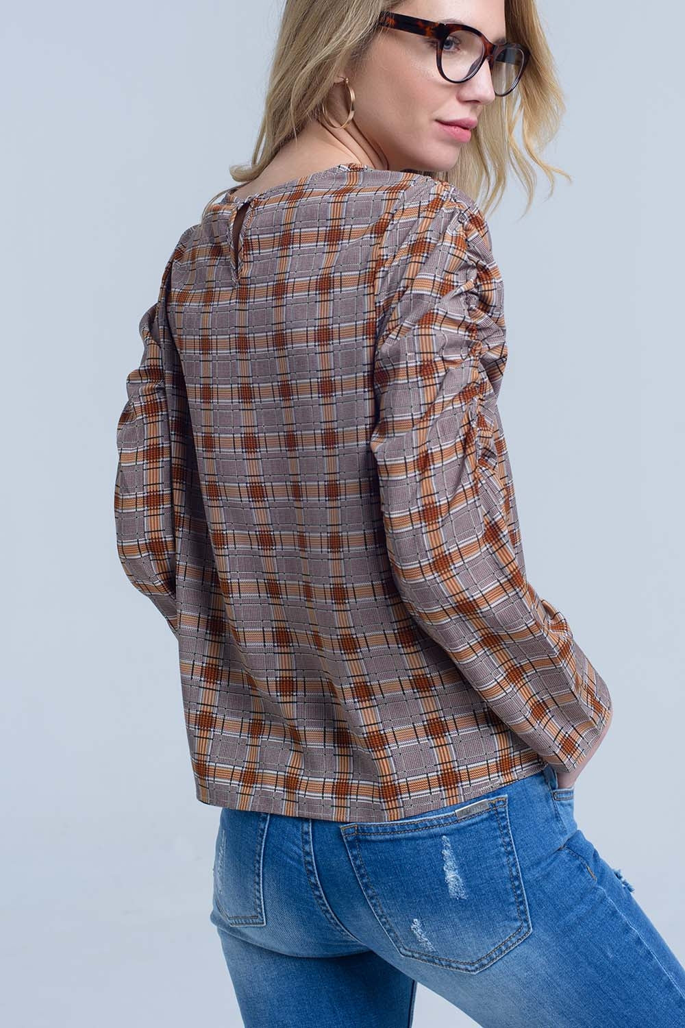 Brown top with check print Szua Store