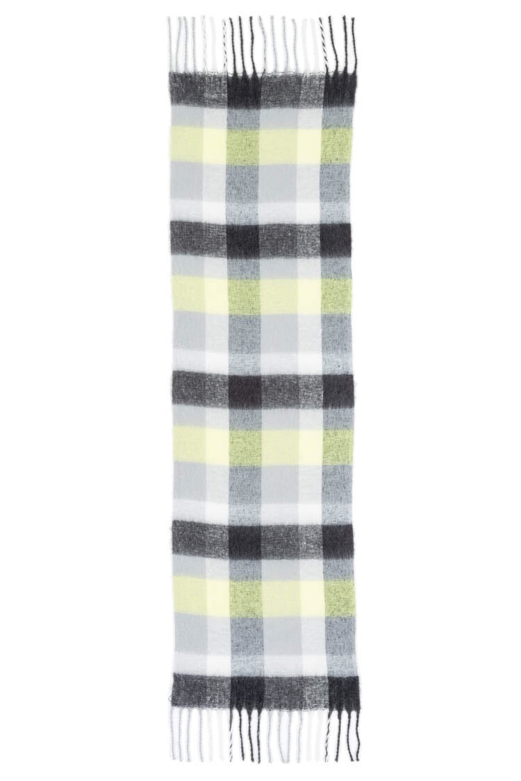 Brushed fringed scarf in grey check Szua Store