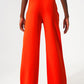 Button detail wide leg pants in orange - Szua Store