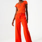 Button detail wide leg pants in orange - Szua Store