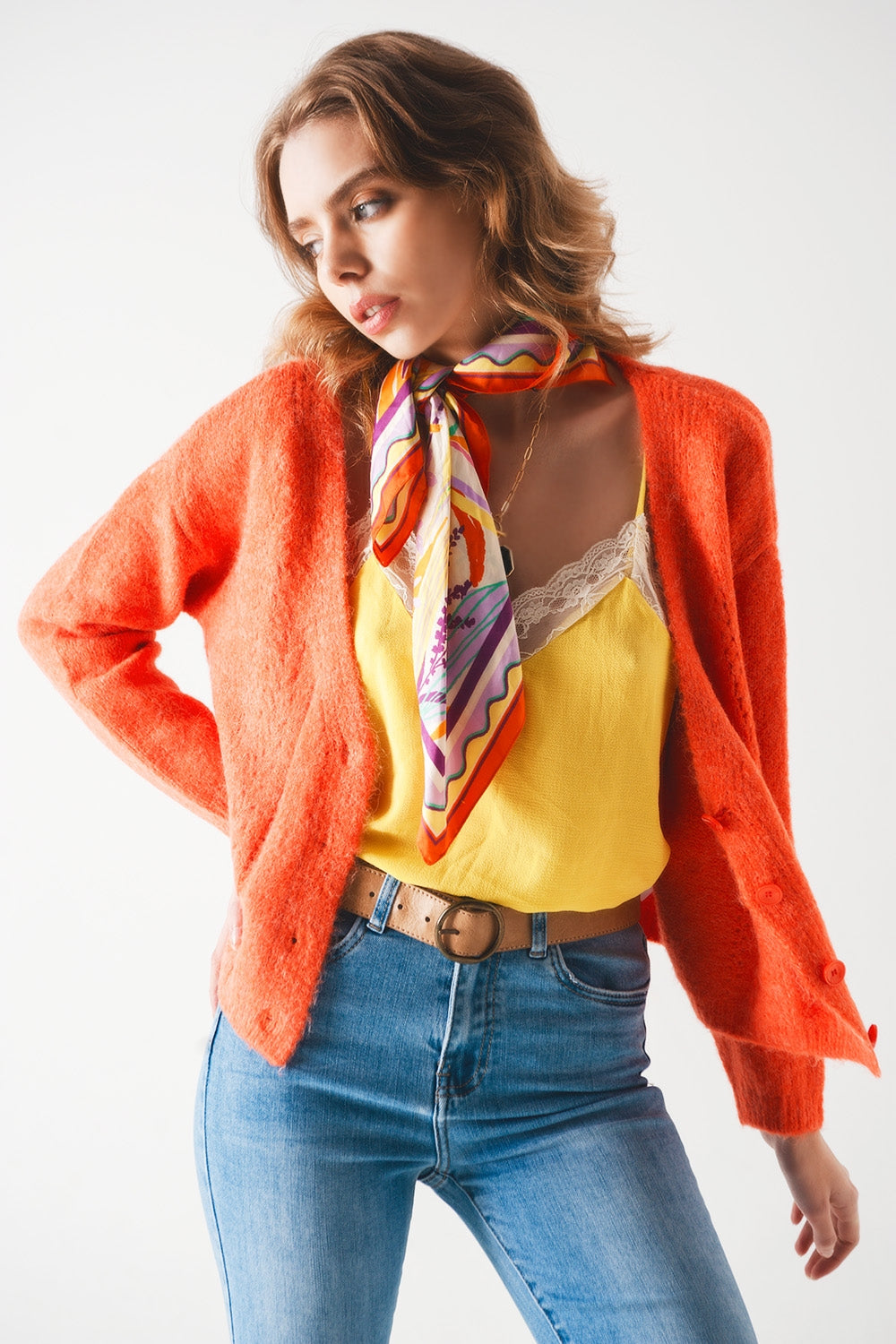 Button down cardigan in orange Szua Store