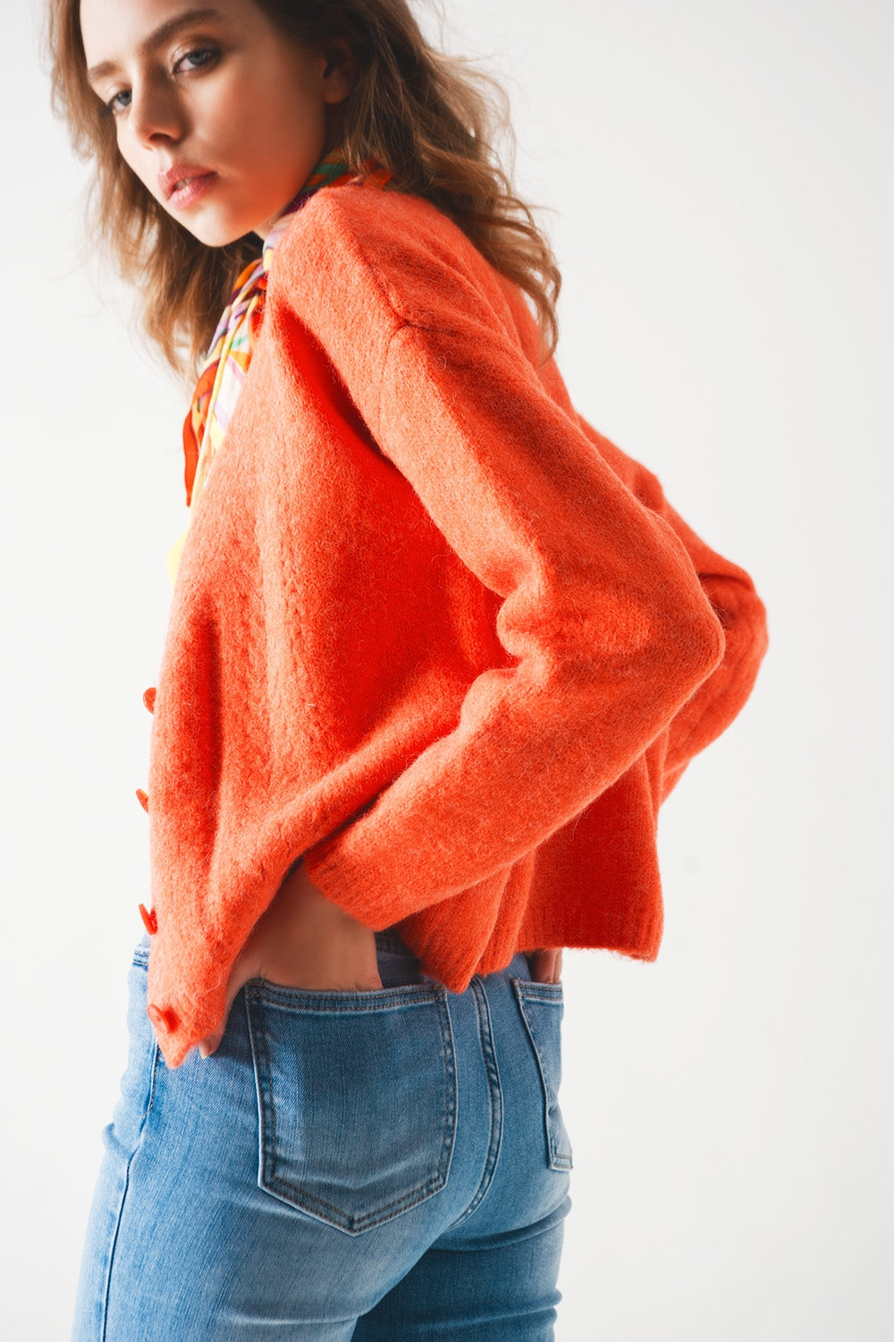 Button down cardigan in orange Szua Store