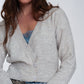 Button front cropped knit cardigan in light gray Szua Store