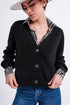 Button Through Cardigan in Black Szua Store