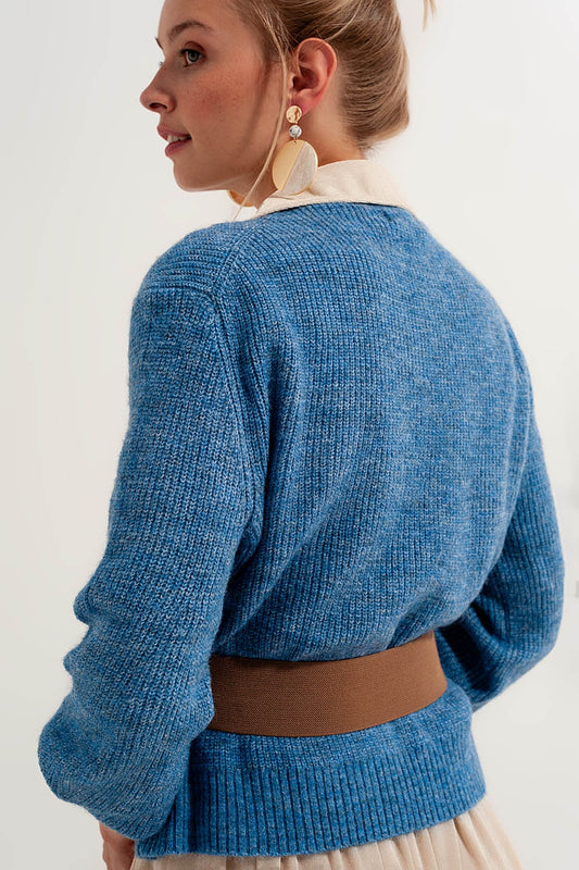 Button Through Cardigan in Blue Szua Store