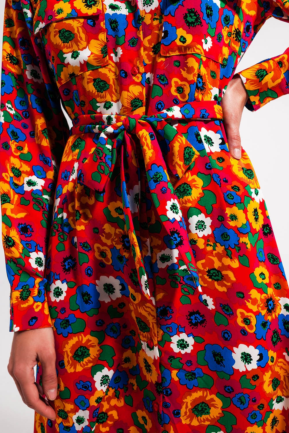 Button through maxi shirt dress in bloom print Szua Store