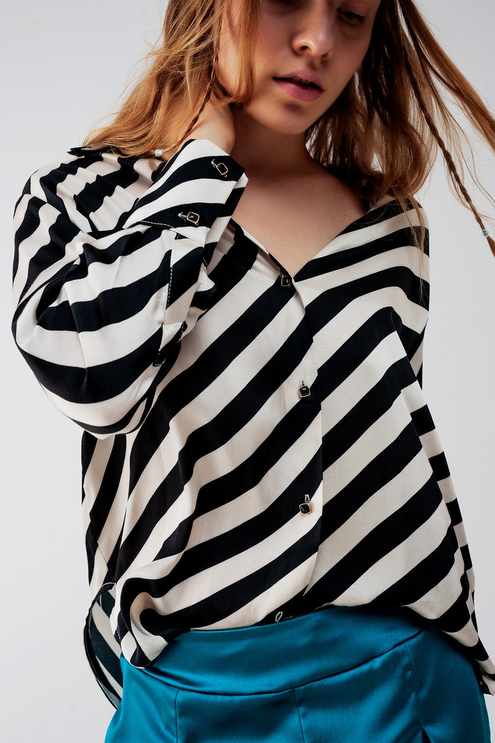 Button through oversized shirt in stripe Szua Store