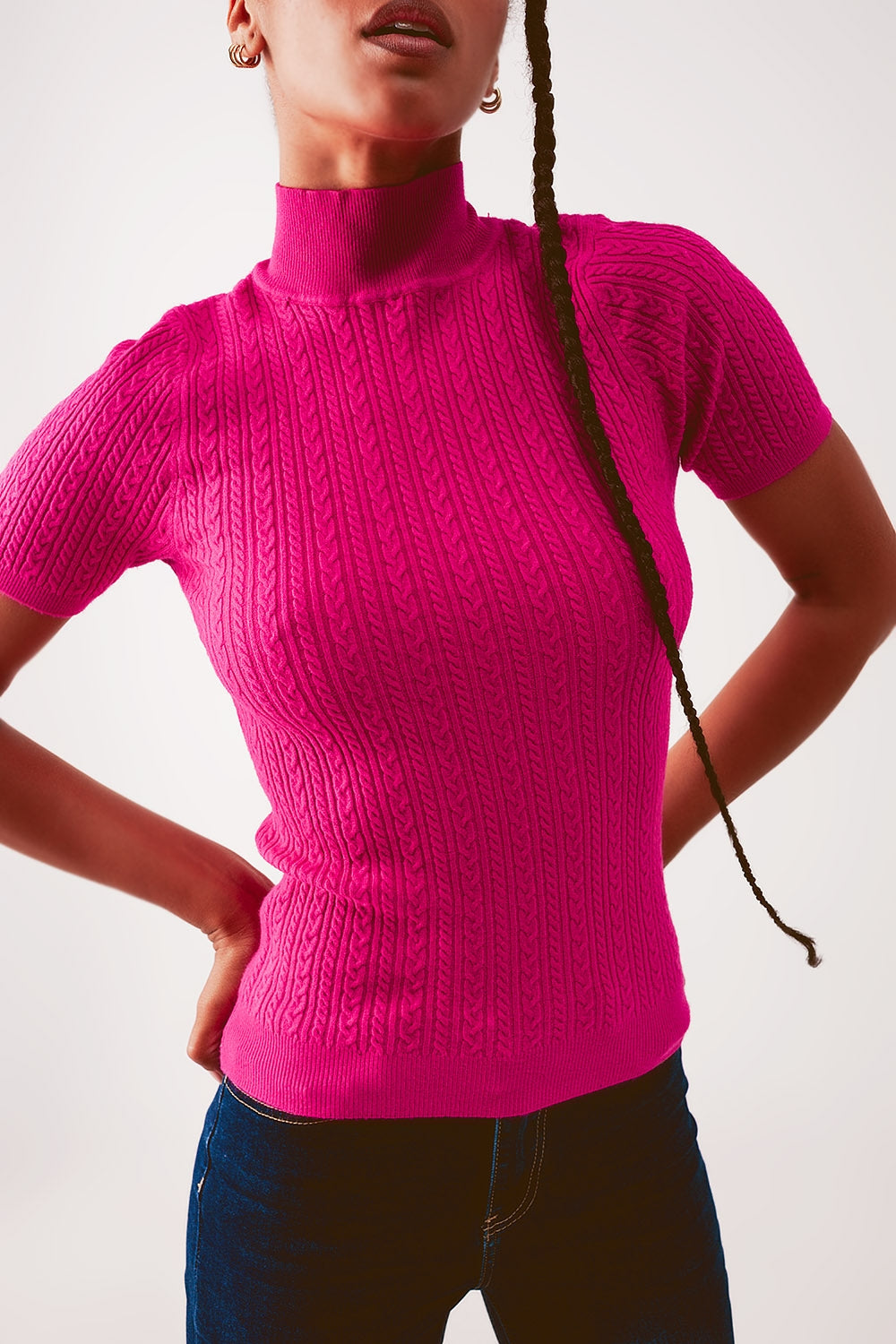 Cable knitted jumper in fuchsia Szua Store