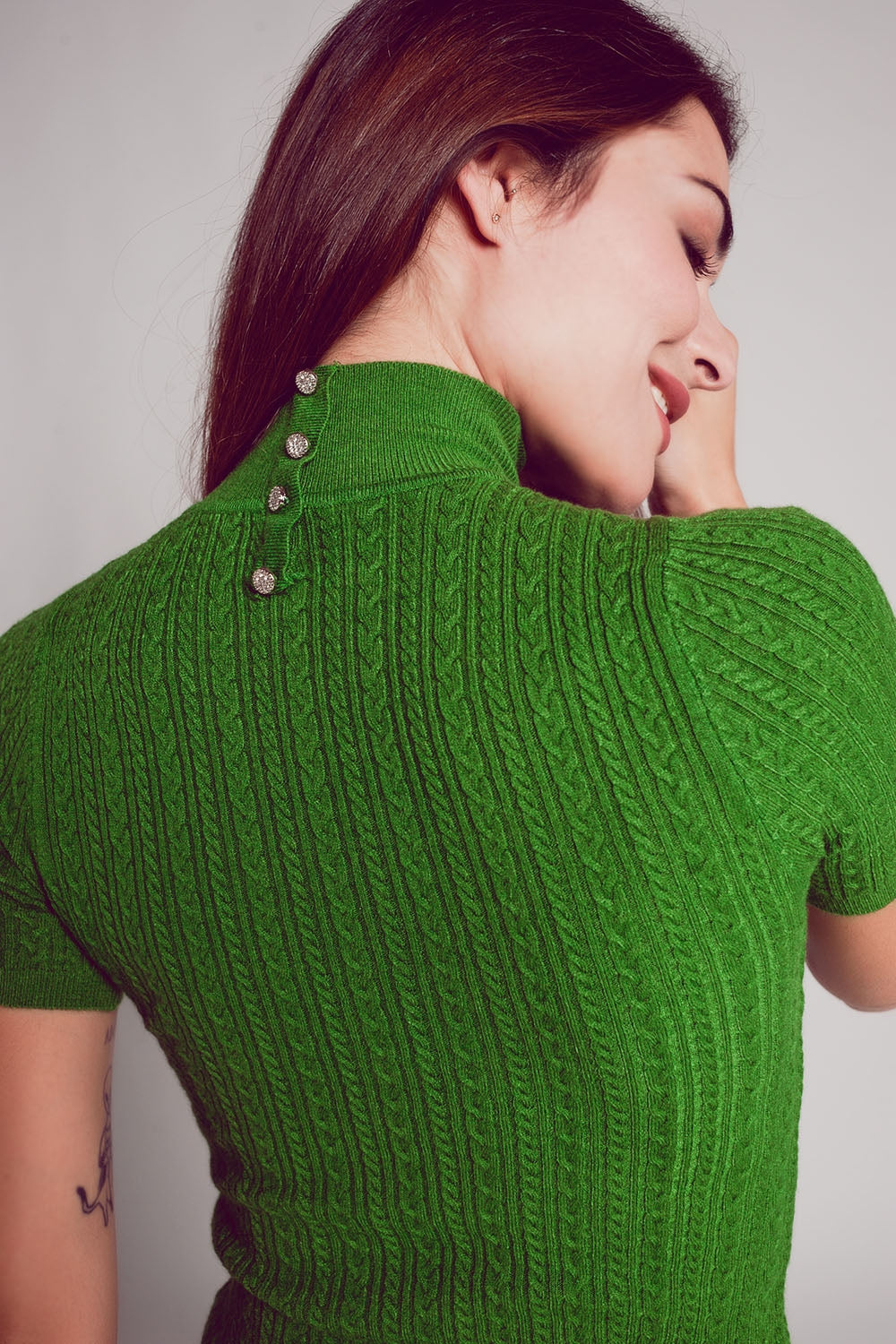 Cable knitted jumper in green Szua Store