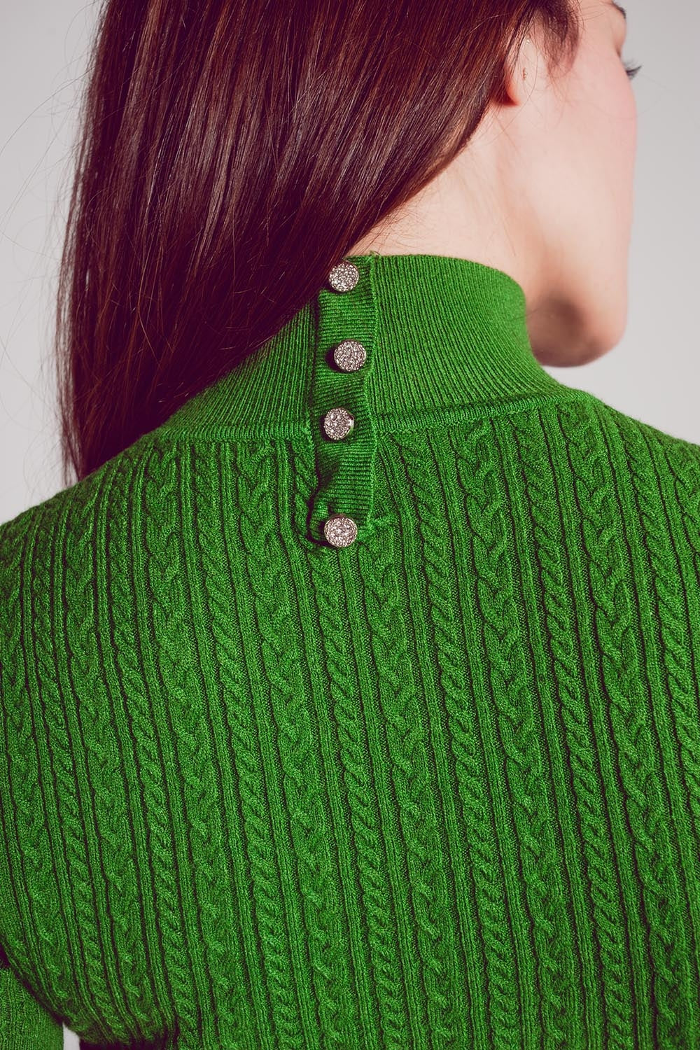 Cable knitted jumper in green Szua Store