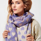 Q2 Camel Lightweight scarf with Hearts in Purple