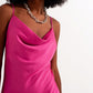 Cami midi slip dress in high shine satin in fuchsia - Szua Store