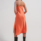 Cami midi slip dress in high shine satin in orange - Szua Store