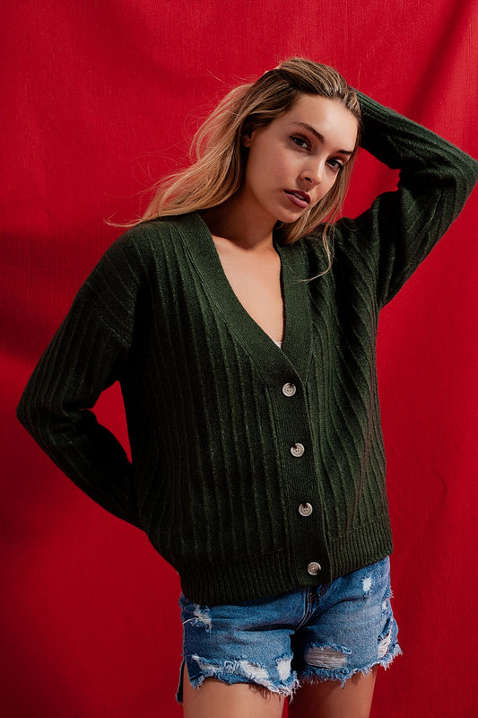 Cardigan with balloon sleeve in green Szua Store