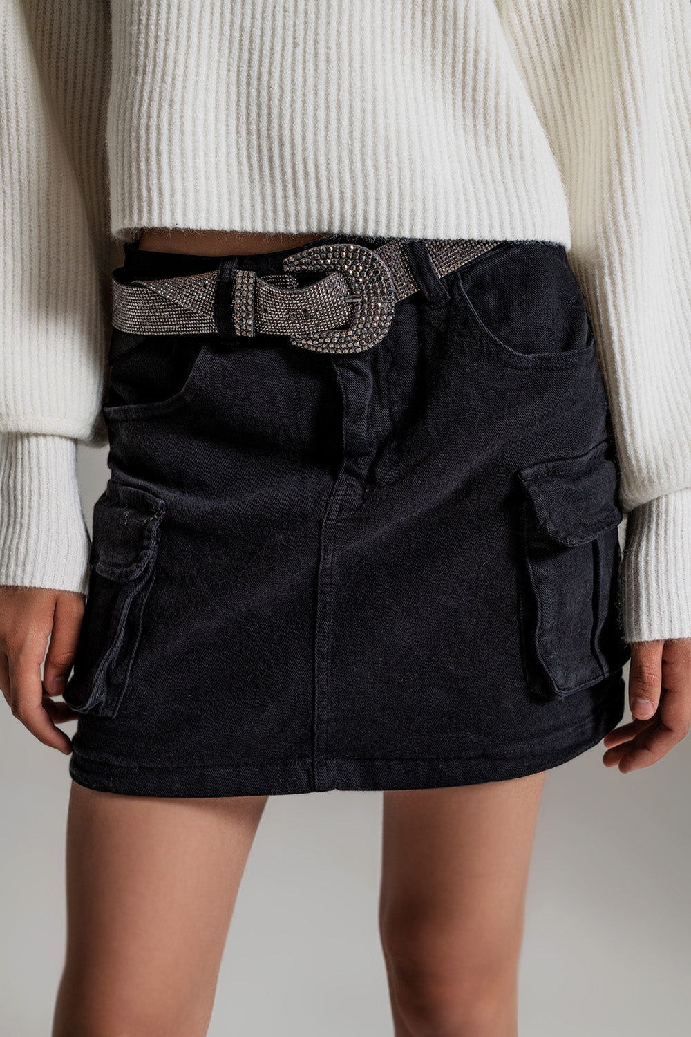 Cargo Mini Skirt in black - Szua Store