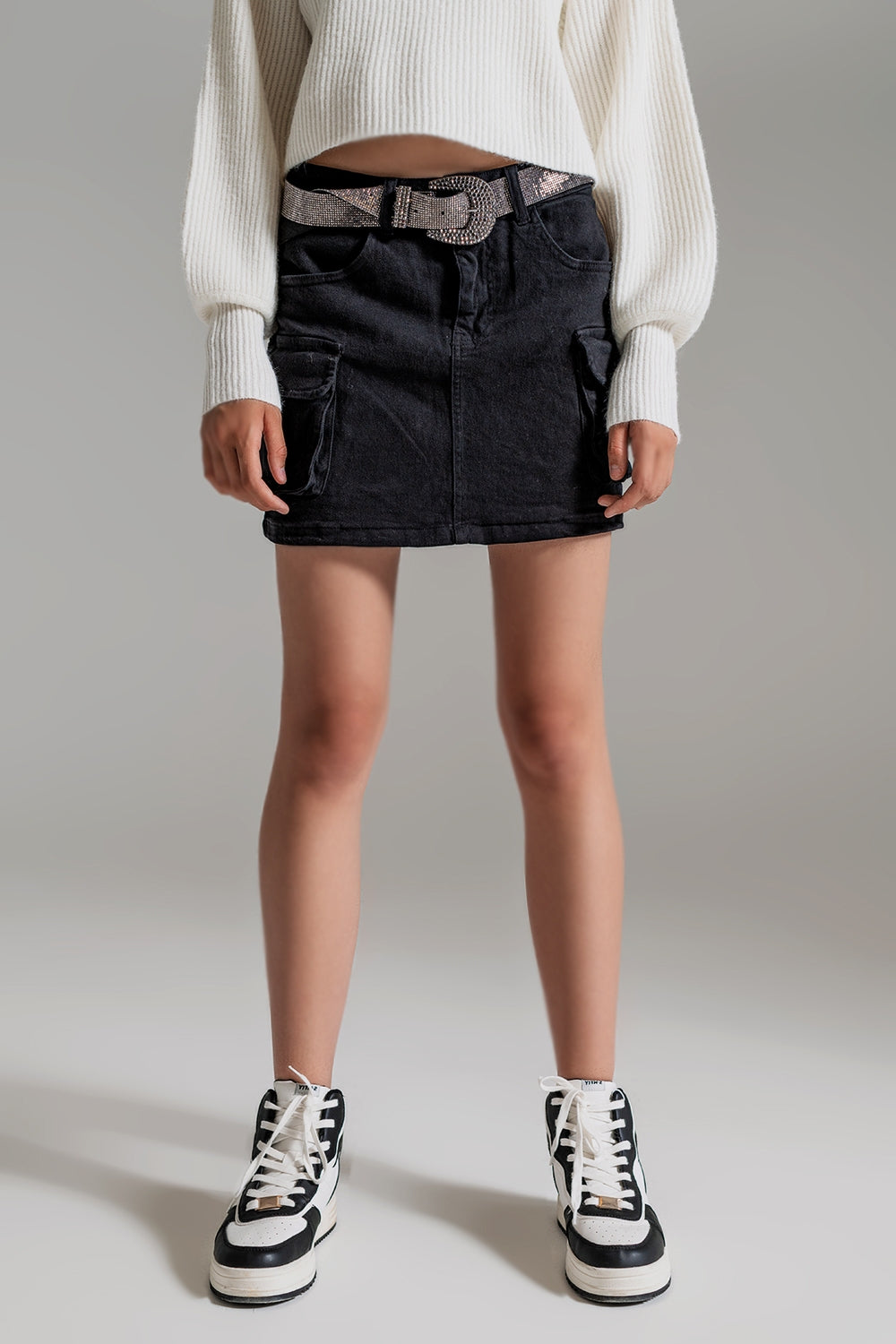 Cargo Mini Skirt in black - Szua Store