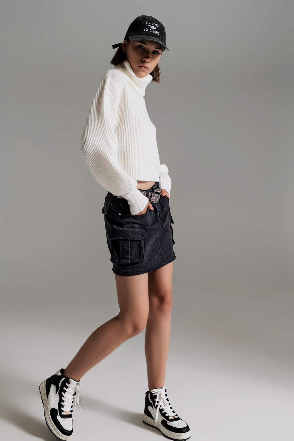 Cargo Mini Skirt in black - Szua Store