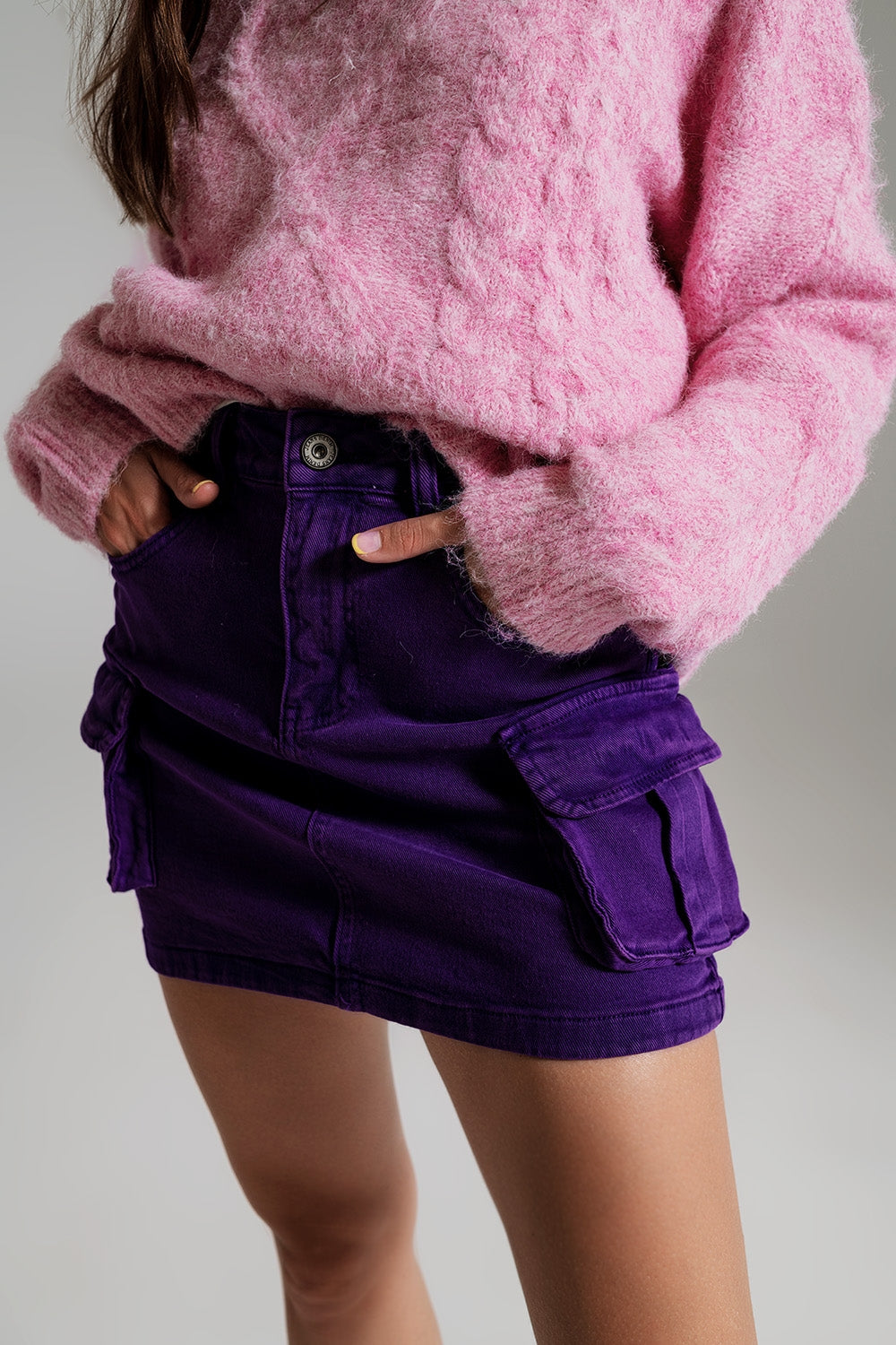 Cargo Mini Skirt in Purple - Szua Store