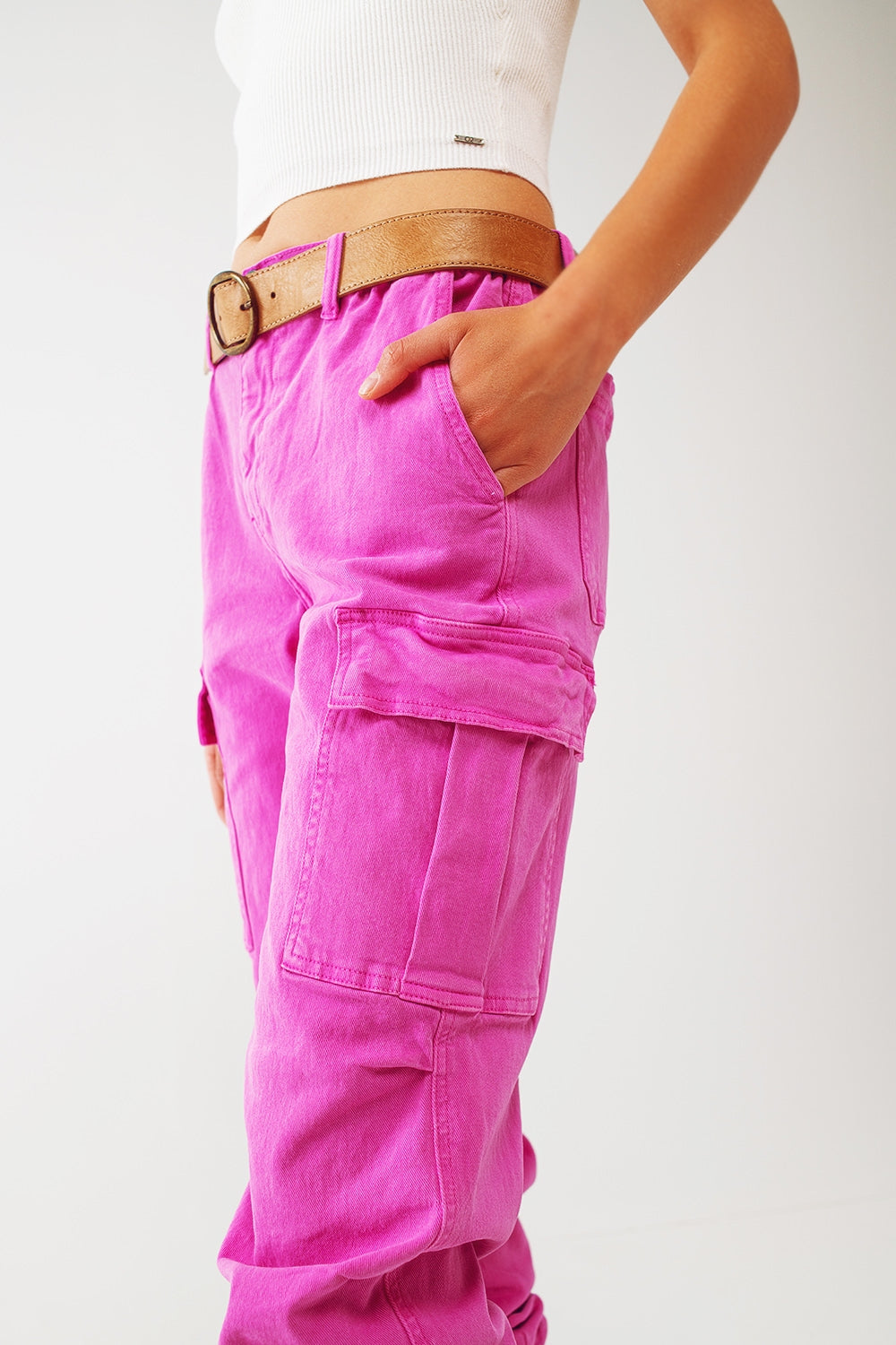 Cargo Pants with Tassel ends in Fuchsia - Szua Store