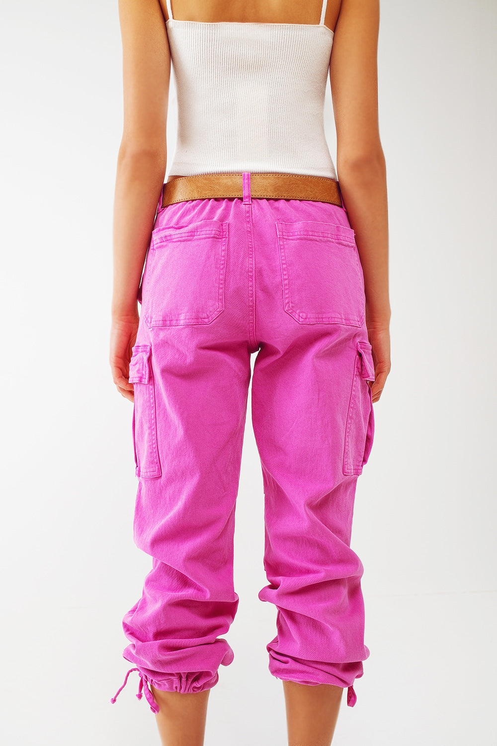 Cargo Pants with Tassel ends in Fuchsia - Szua Store