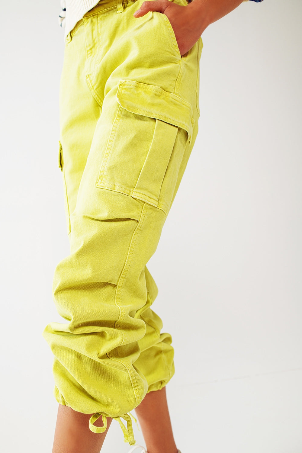Cargo Pants with Tassel ends in lime - Szua Store