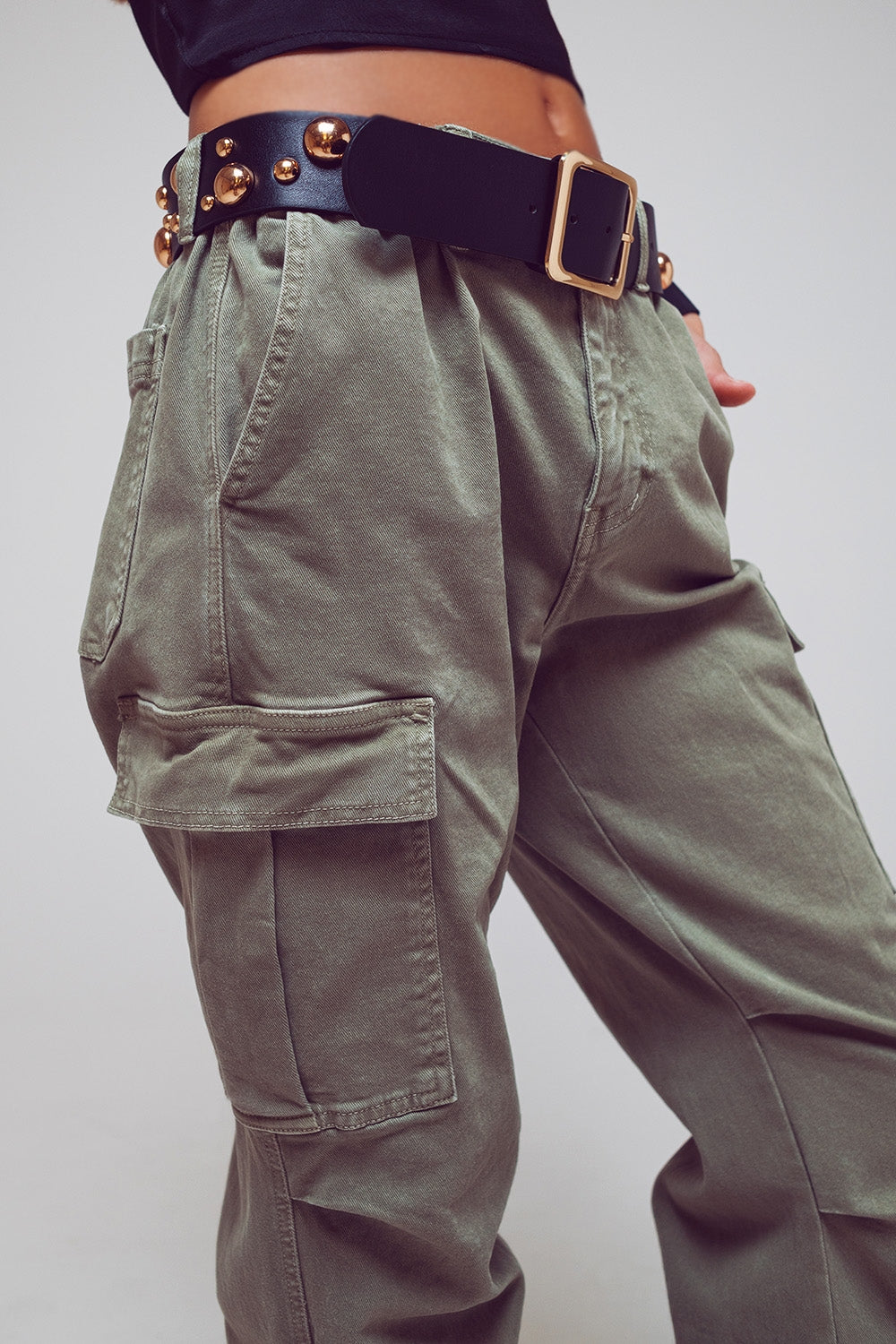 Cargo Pants with Tassel ends in Military Green - Szua Store