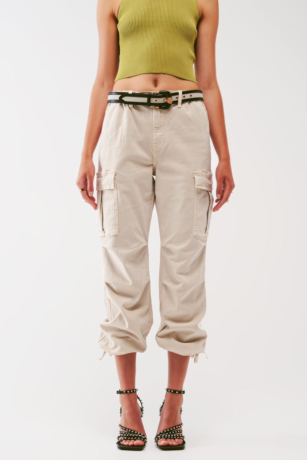 Cargo Pants with Tassel ends in Sand - Szua Store